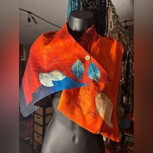 NWOT Wearable Art Shawl | Vibrant Print Wrap w/ Button Closure | MISSLOOK Boho
